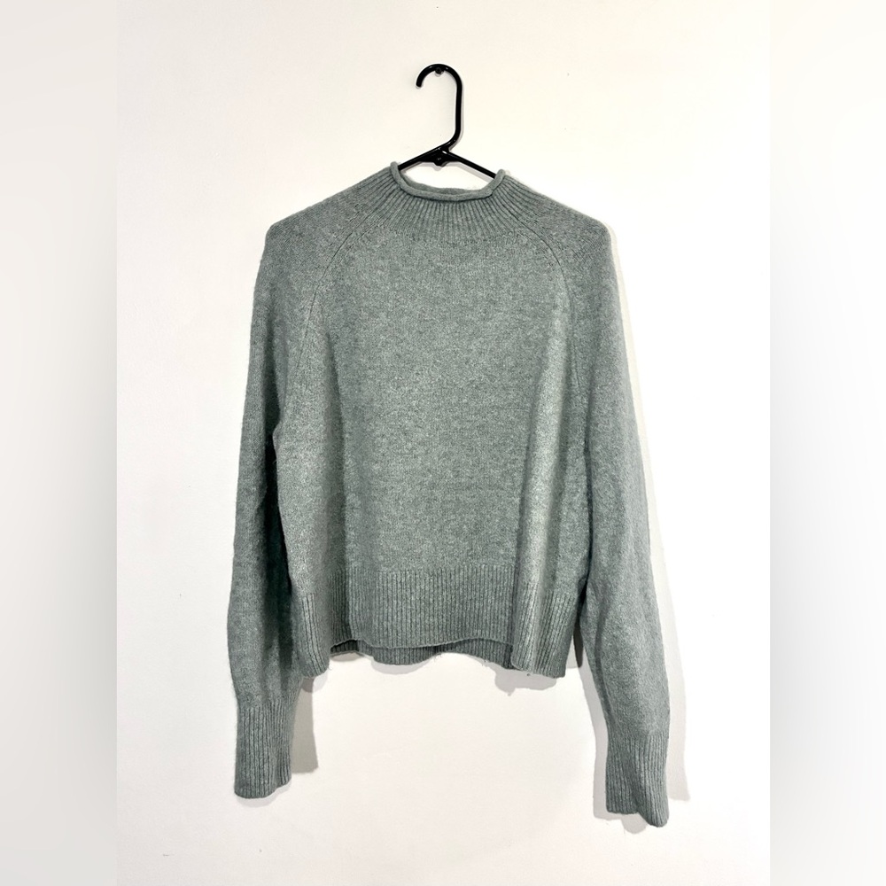J. Crew Women's Mint Seafoam Mock Neck cropped Sweater
